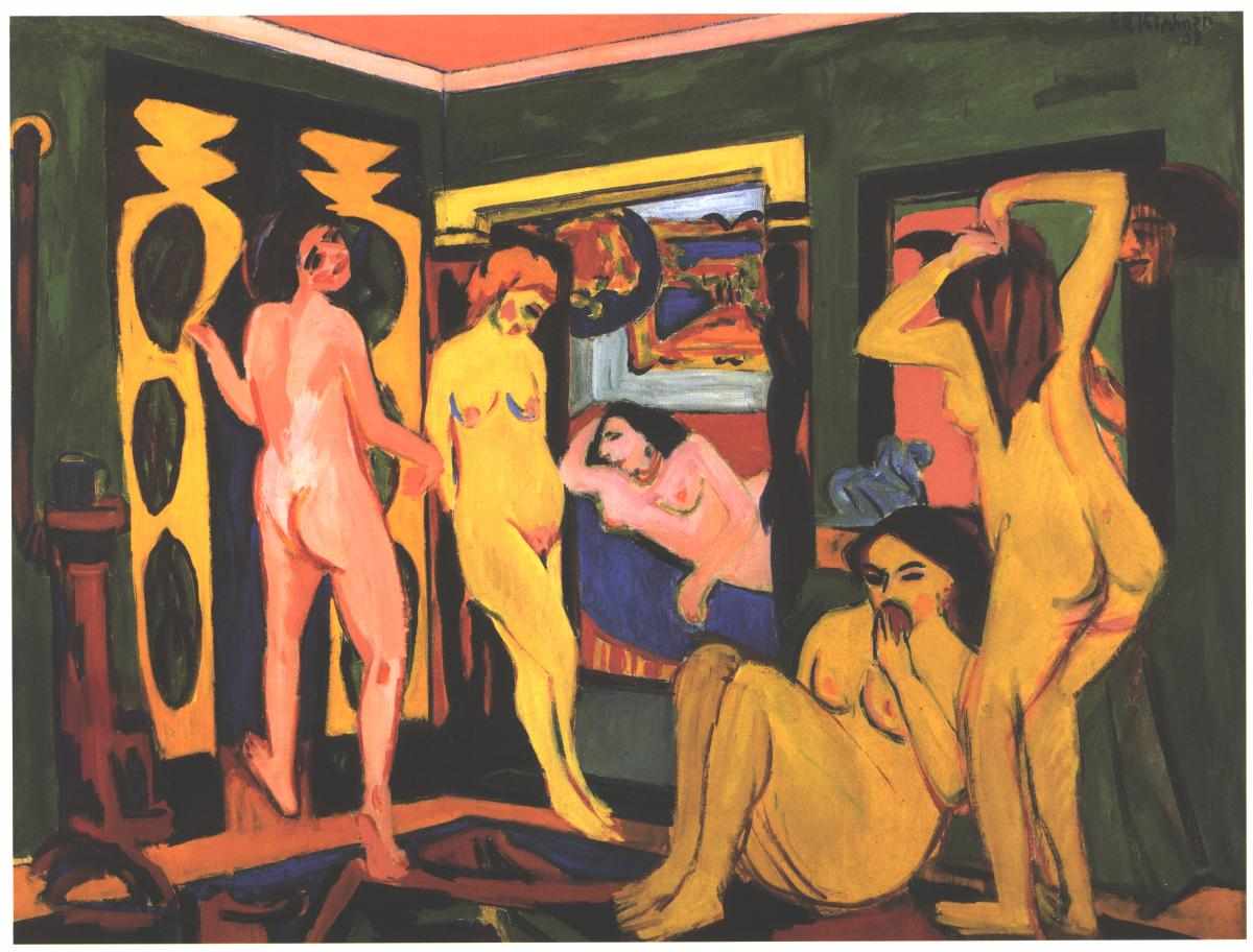 Bathing Women in a Room (1908) - Ernst Ludwig Kirchner Tablo