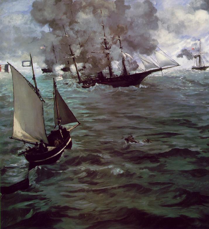 Battle of Kearsage and Alabama (1864) - Edouard Manet Tablo