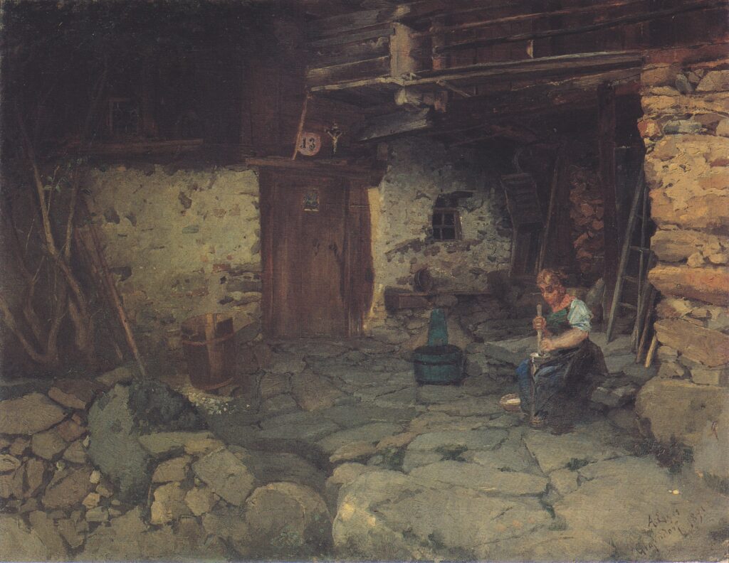 Bauernhof in Grafendorf (1890) - Albin Egger-Lienz Tablo