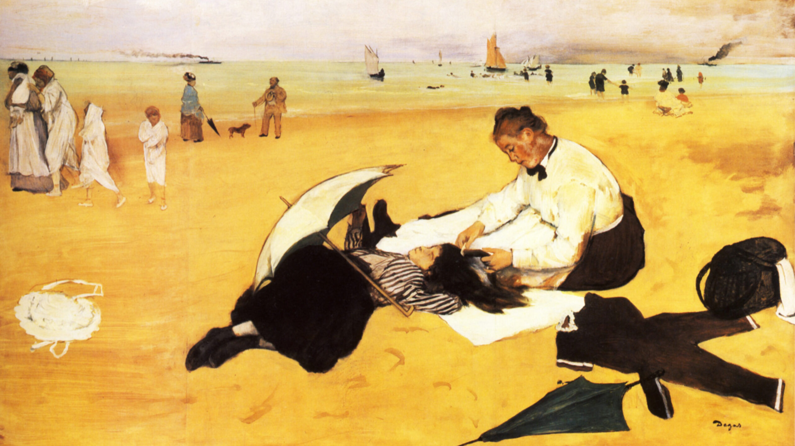 Beach Scene (1877) - Edgar Degas Tablo