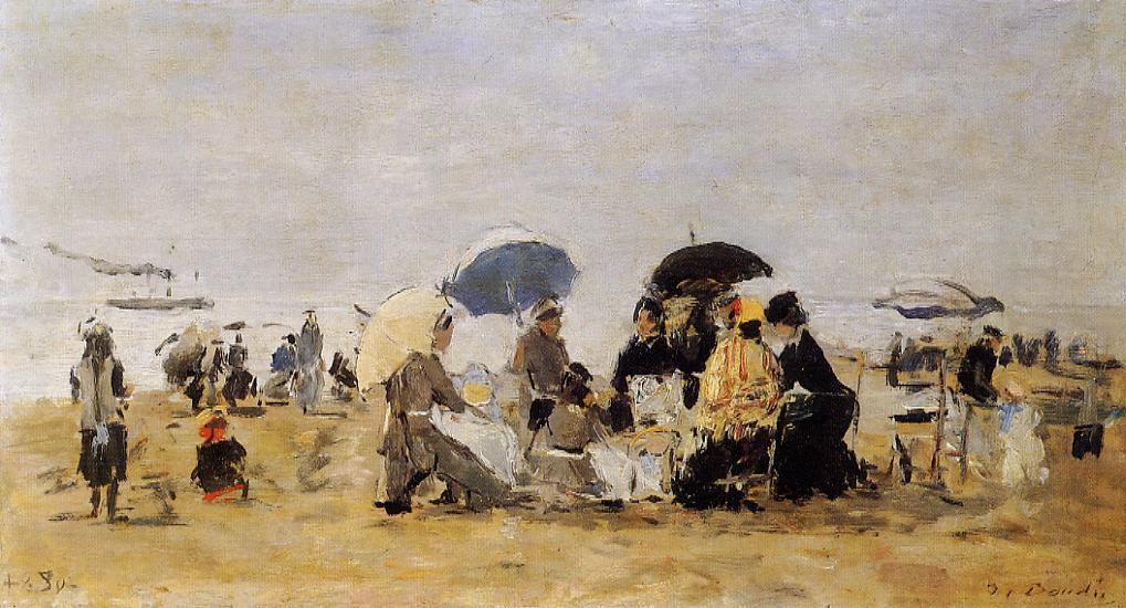 Beach Scene (1880) - Eugène Boudin Tablo