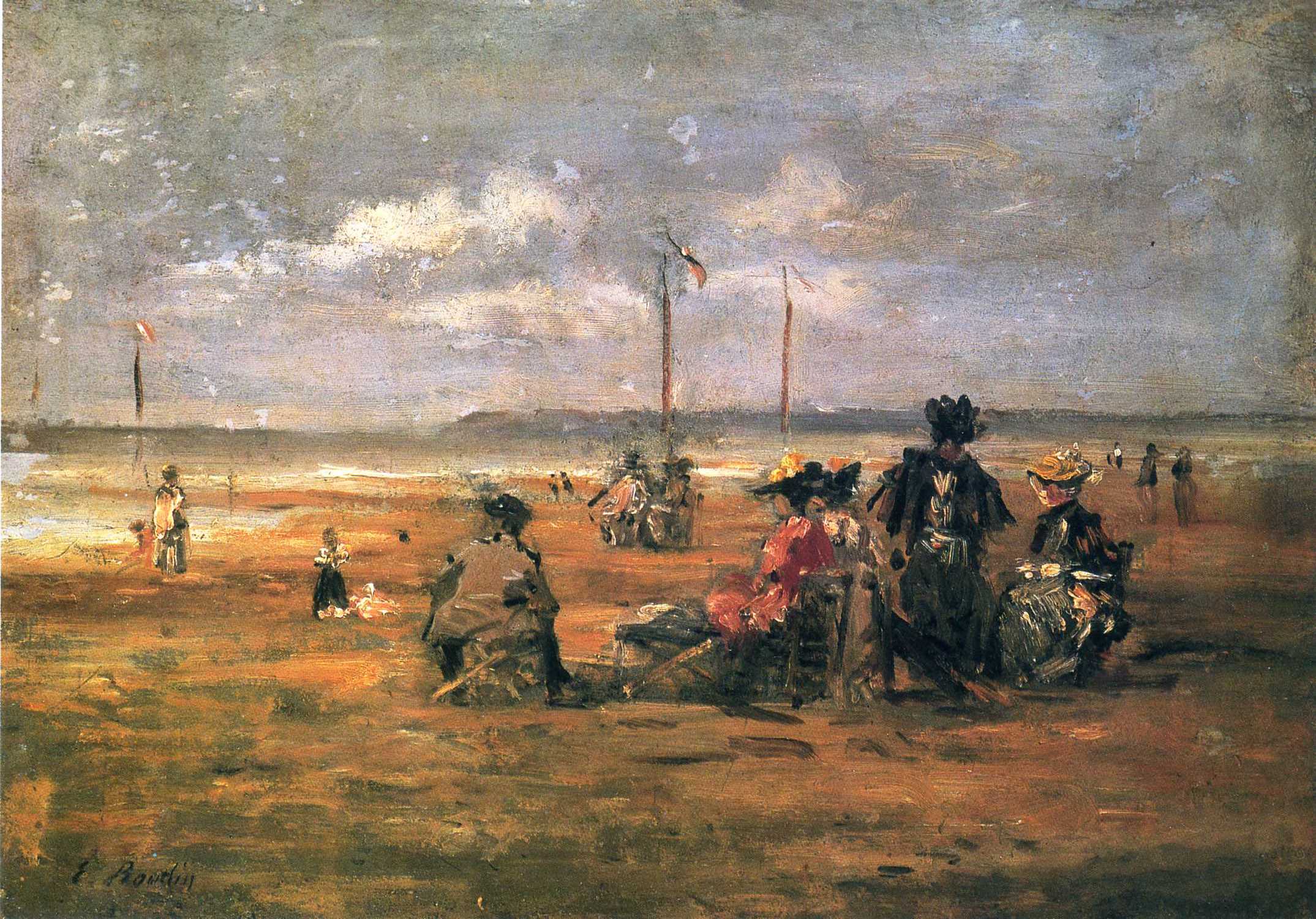 Beach Scene (1885) - Eugène Boudin Tablo