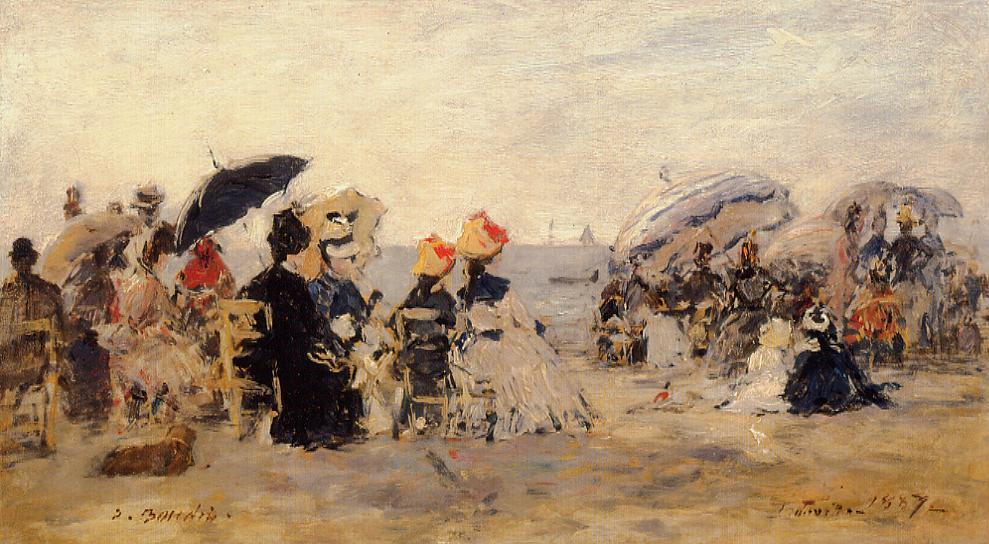 Beach Scene (1887) - Eugène Boudin Tablo