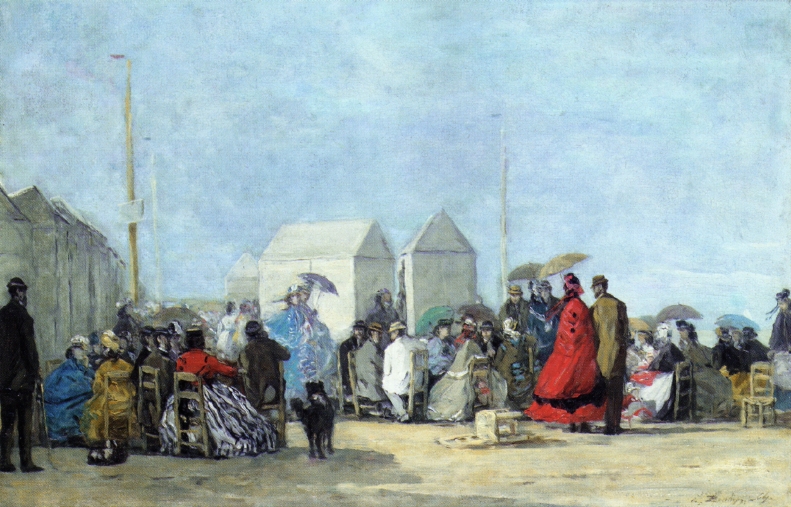 Beach Scene at Trouville - Eugène Boudin Tablo