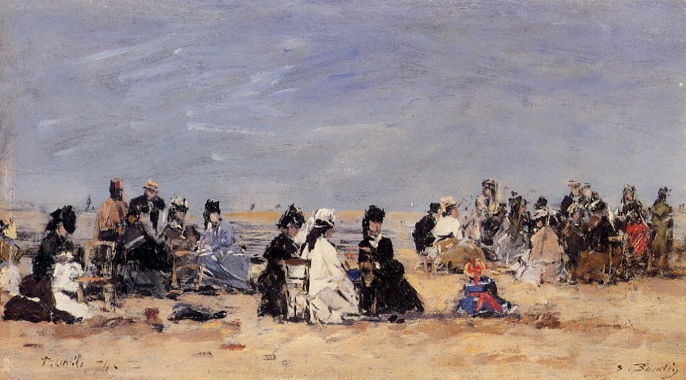 Beach Scene, Trouville - Eugène Boudin Tablo
