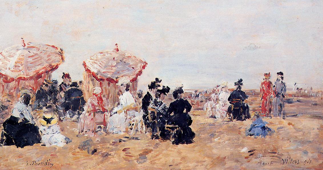 Beach Scene, Villers (1894) - Eugène Boudin Tablo