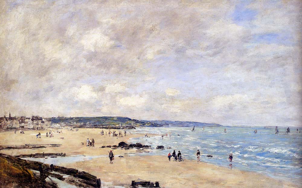 Beach at Trouville (1893) - Eugène Boudin Tablo