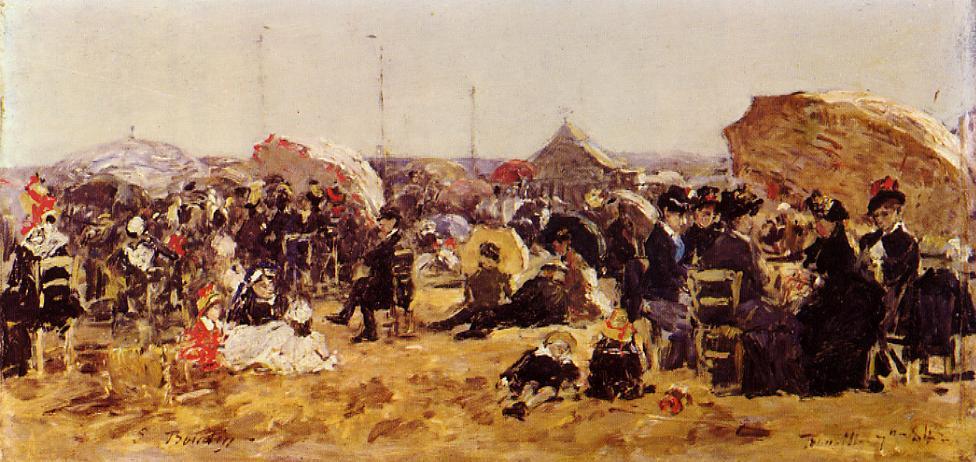 Beach at Trouville - Eugène Boudin Tablo