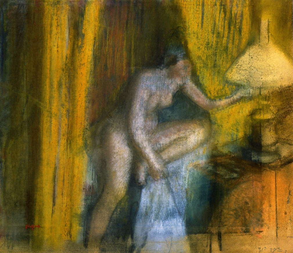Bedtime (Woman Extinguishing Her Lamp) (1883) - Edgar Degas Tablo