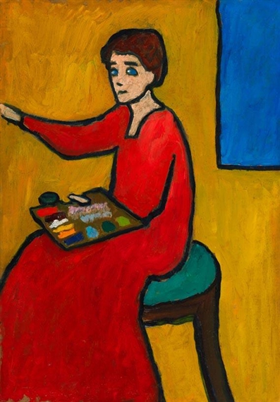 Beim Malen (wohl Marianne von Werefkin) (1911) - Gabriele Münter Tablo