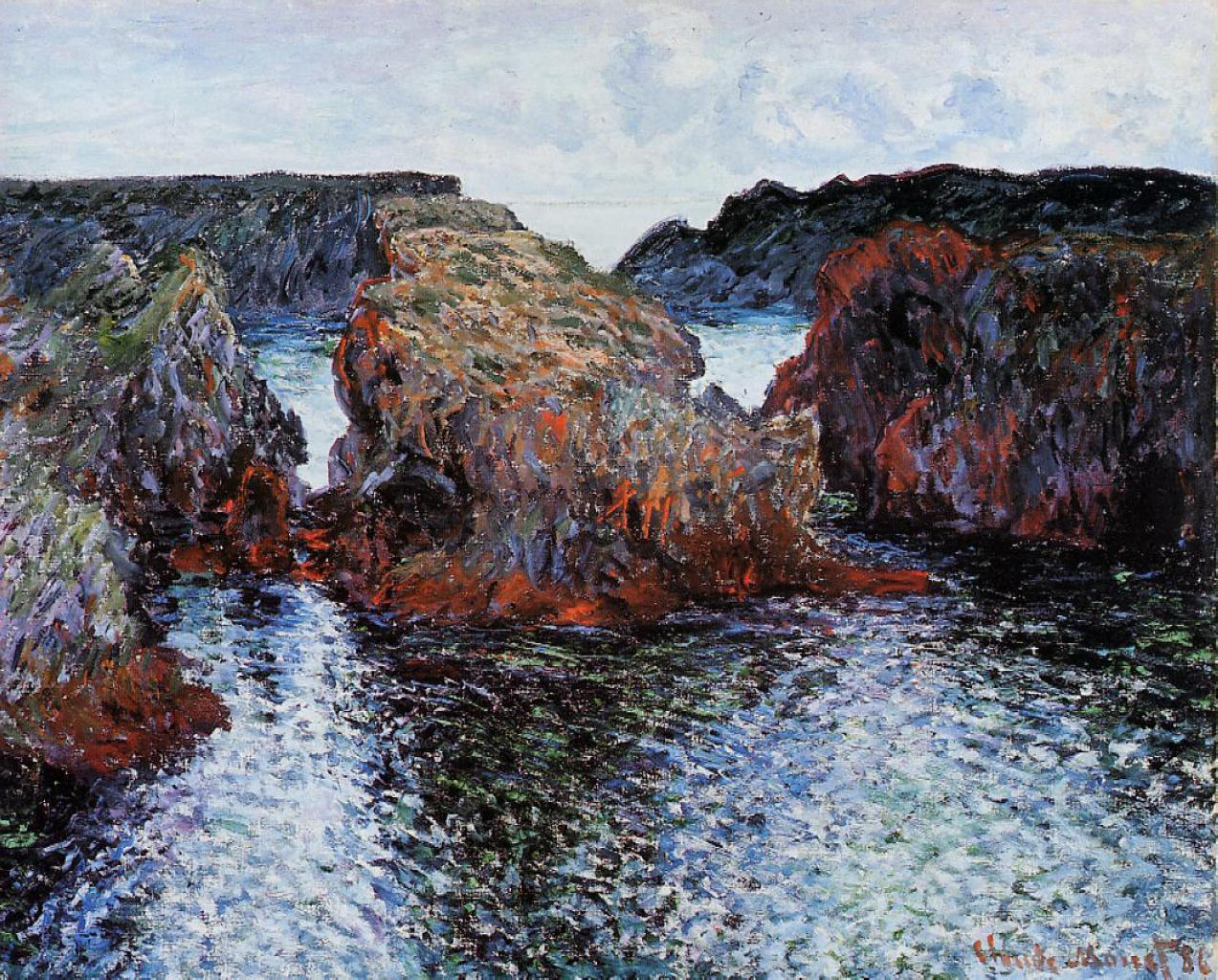 Belle Ile, Rocks at Port Goulphar (1886) - Claude Monet Tablo