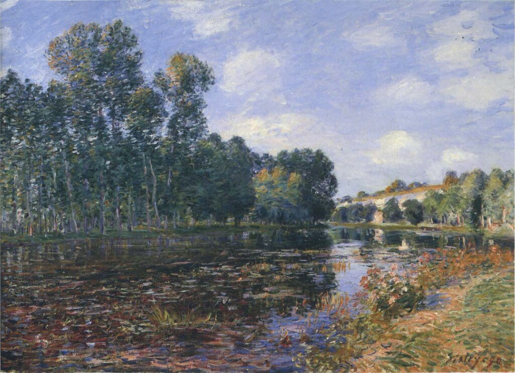 Bend in the River Loing in Summer (1880) - Alfred Sisley Tablo