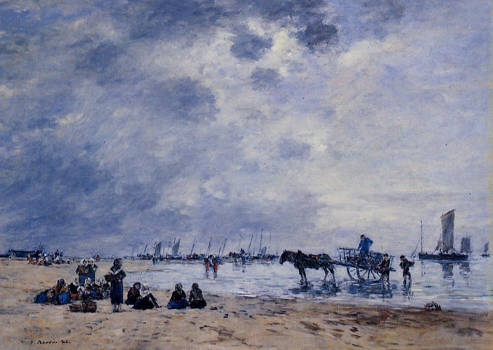 Berck, the Arrival of the Fishing Boats - Eugène Boudin Tablo