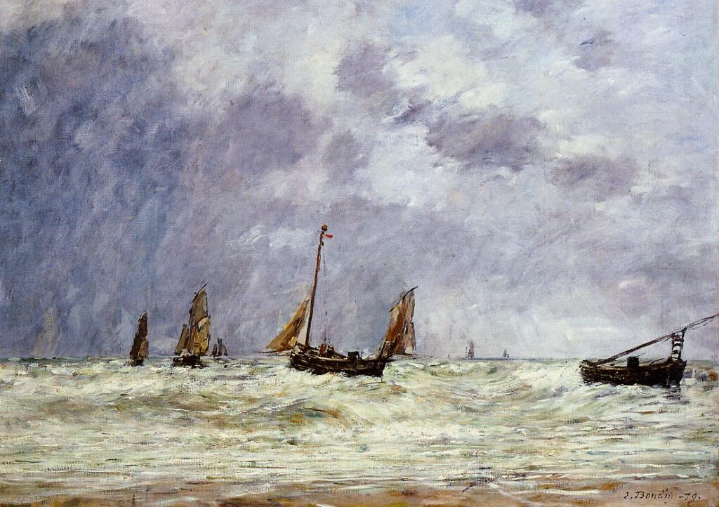 Berck, the Departure of the Boats – Eugène Boudin Tablo