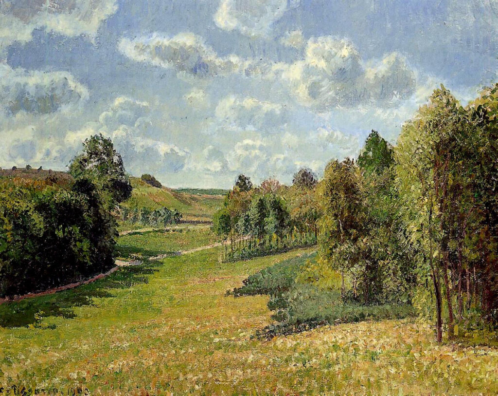 Berneval Meadows, Morning (1900) - Camille Pissarro Tablo