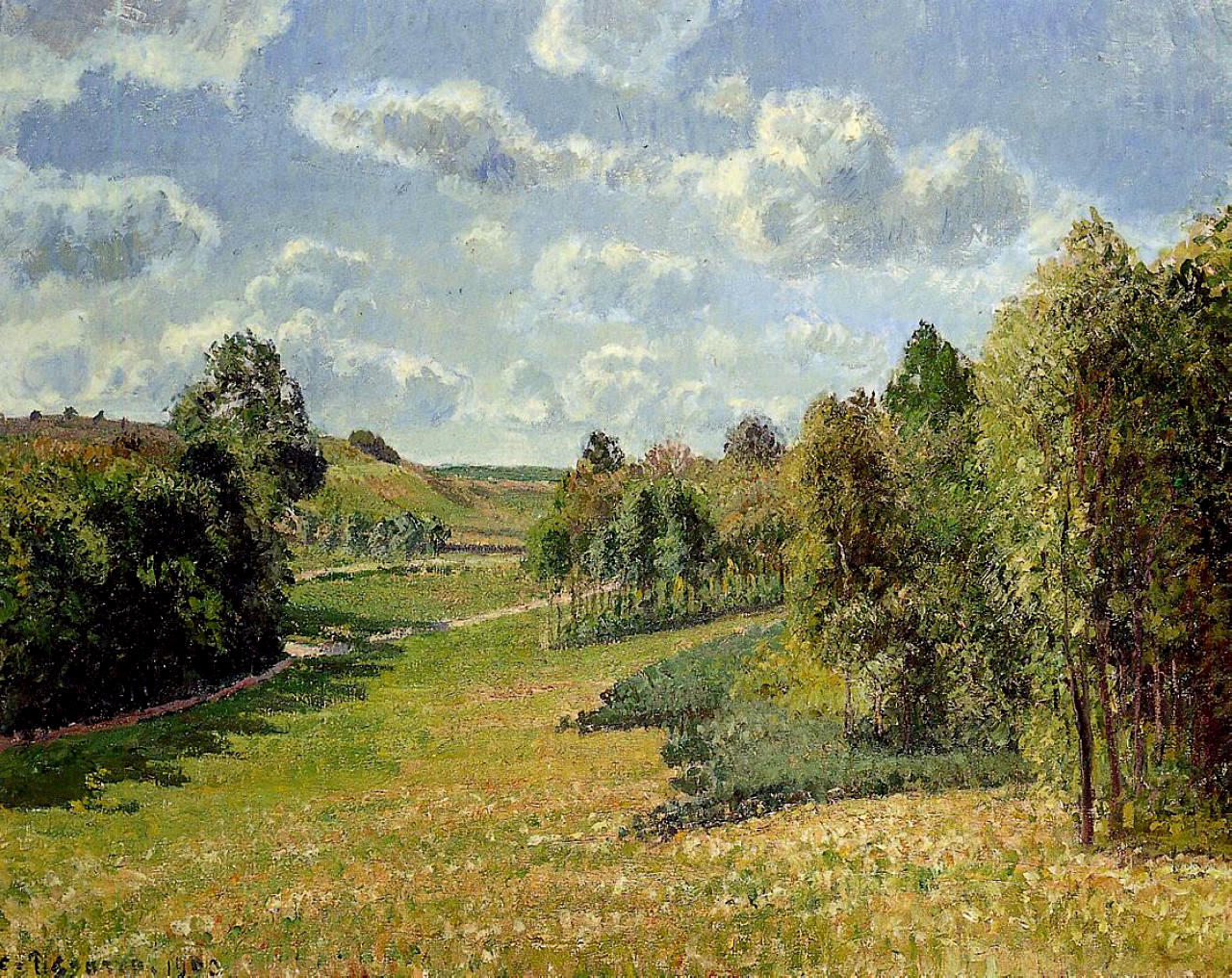 Berneval Meadows, Morning (1900) - Camille Pissarro Tablo