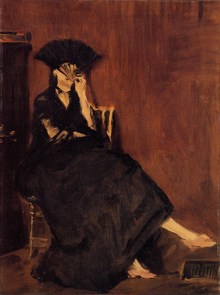 Berthe Morisot with a Fan (1872) - Edouard Manet Tablo