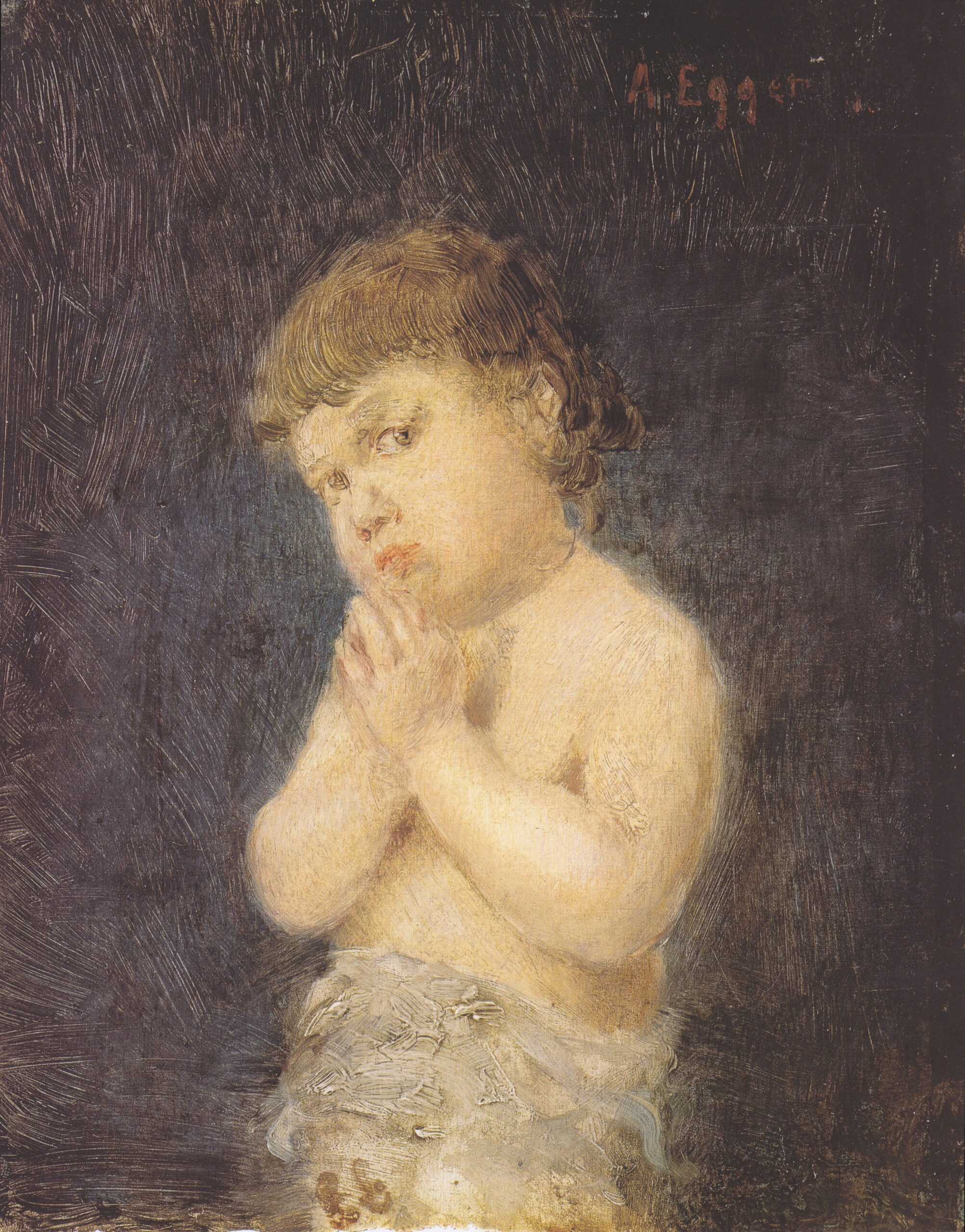 Betendes Kind (1890) - Albin Egger-Lienz Tablo