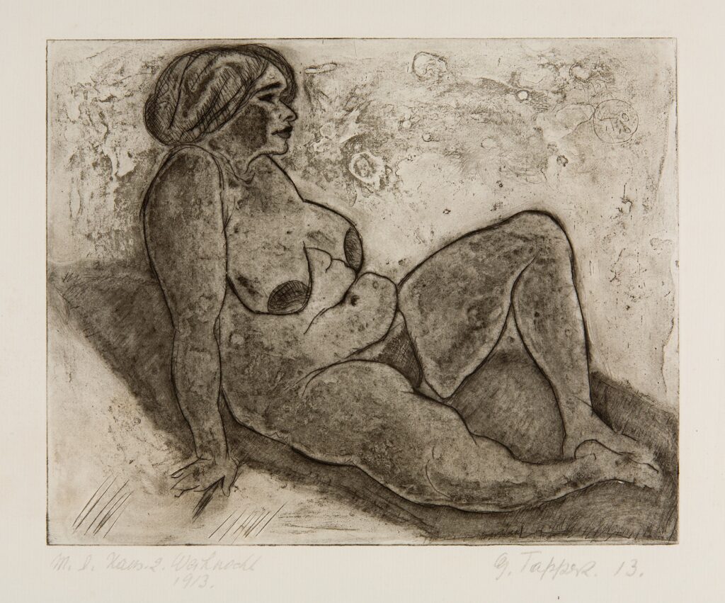 Betty Aufgestützt Auf Tuch Sitzend (Betty I) (1913) - Georg Tappert Tablo