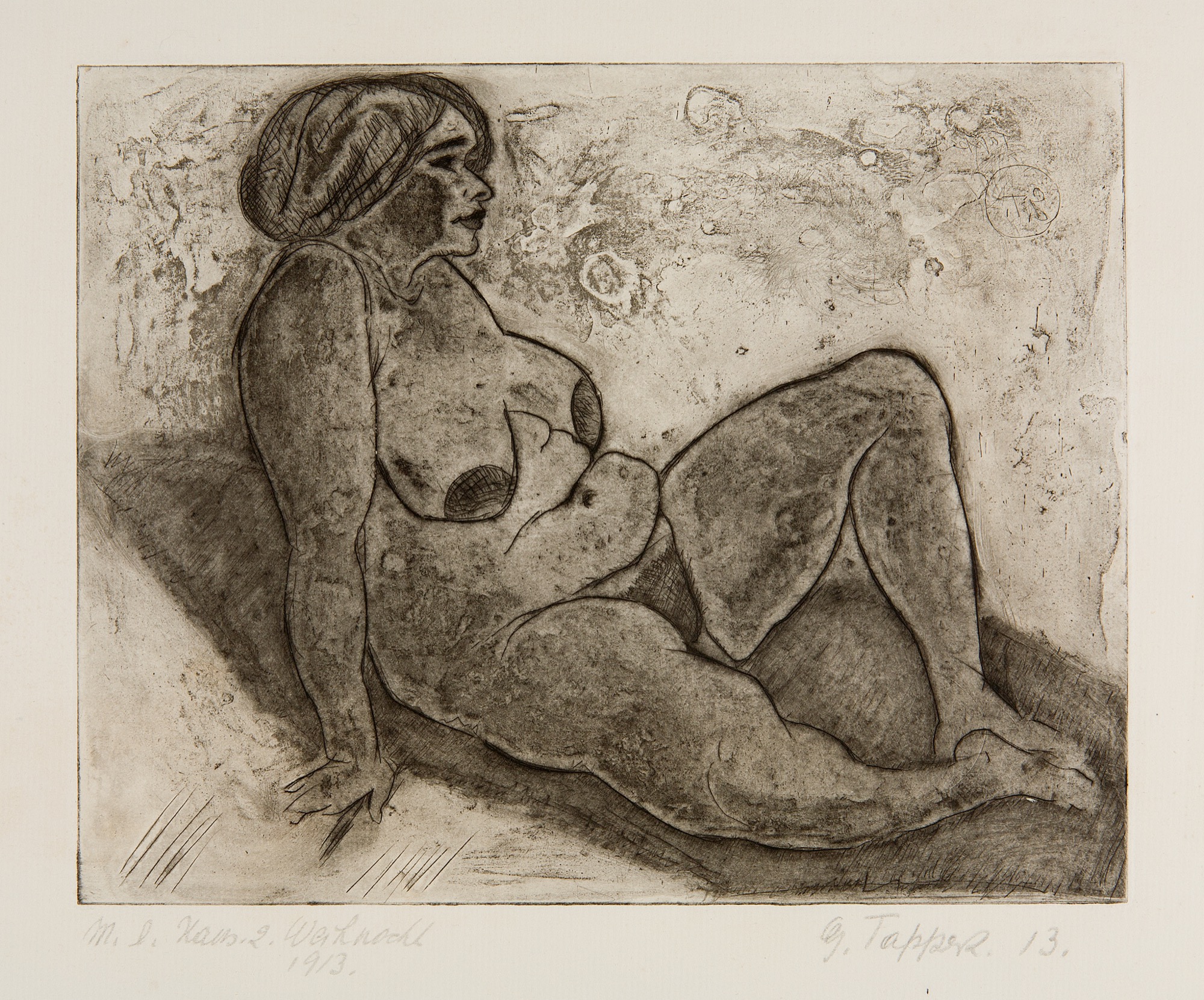 Betty Aufgestützt Auf Tuch Sitzend (Betty I) (1913) - Georg Tappert Tablo