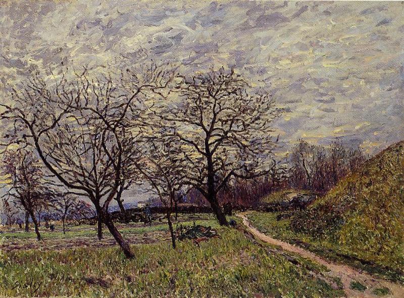 Between Veneux and By December Morning (1882) - Alfred Sisley Tablo