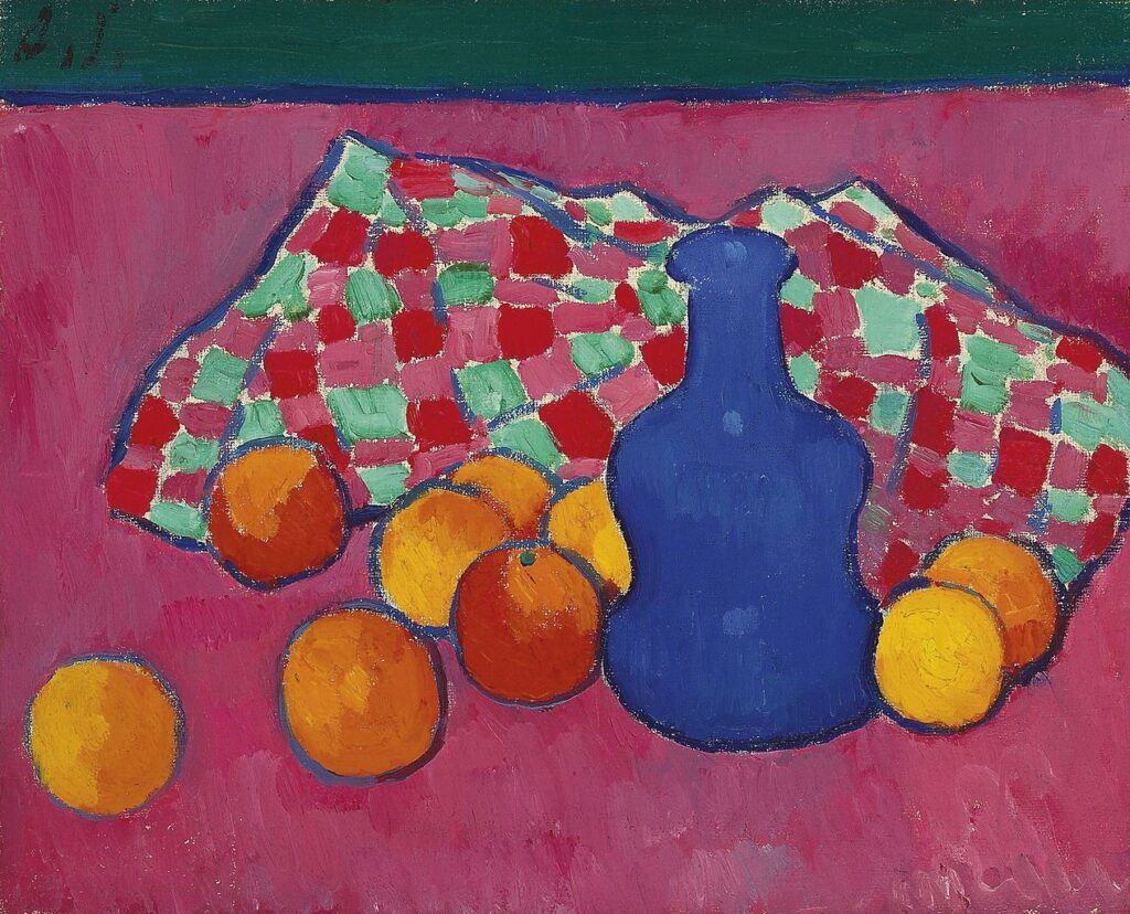 Blaue Vase mit Orangen (1908) - Alexej von Jawlensky Tablo