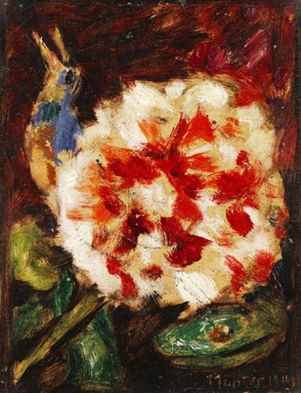 Blume mit Vogel und Echsenkopf (1911) - Gabriele Münter Tablo