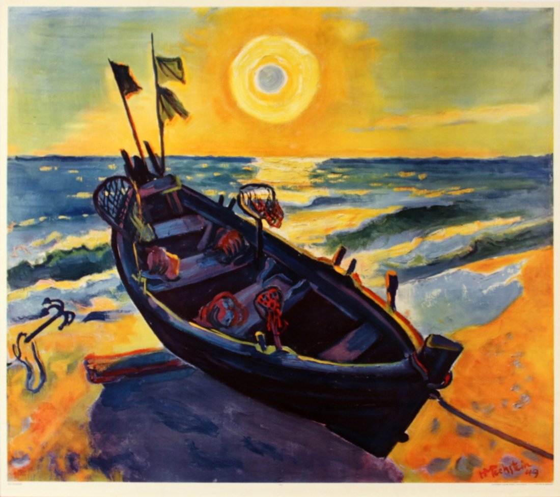 Boat at Sunrise - Max Pechstein Tablo