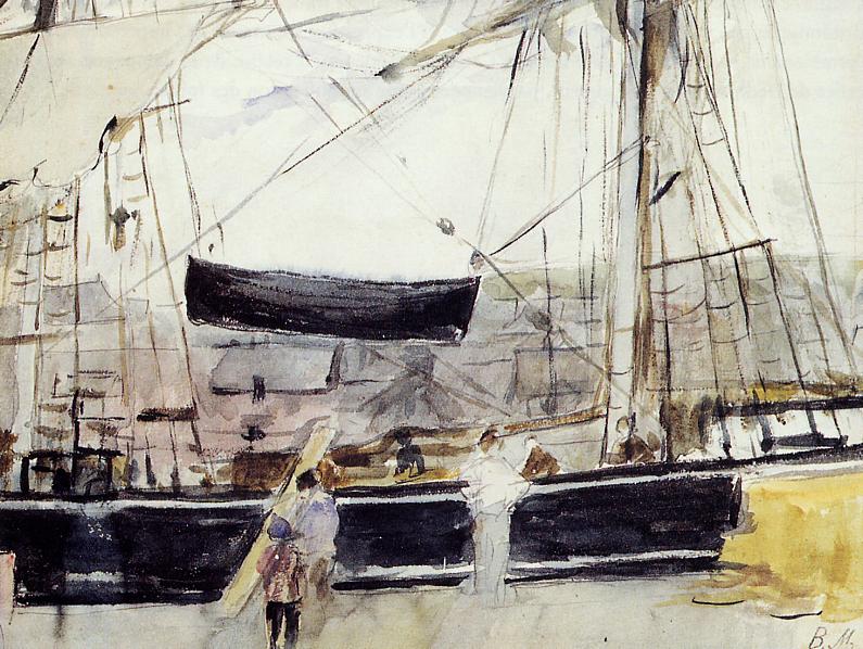 Boat on the Quay (1875) - Berthe Morisot Tablo