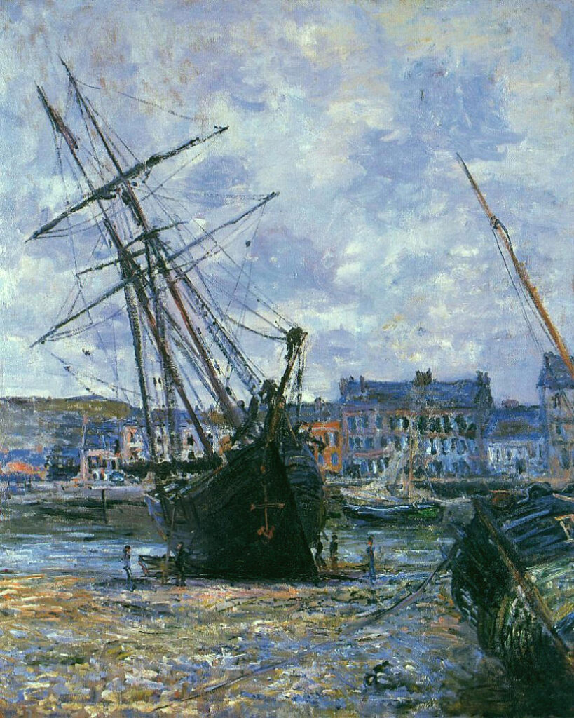 Boats Lying at Low Tide at Facamp (1881) – Claude Monet Tablo