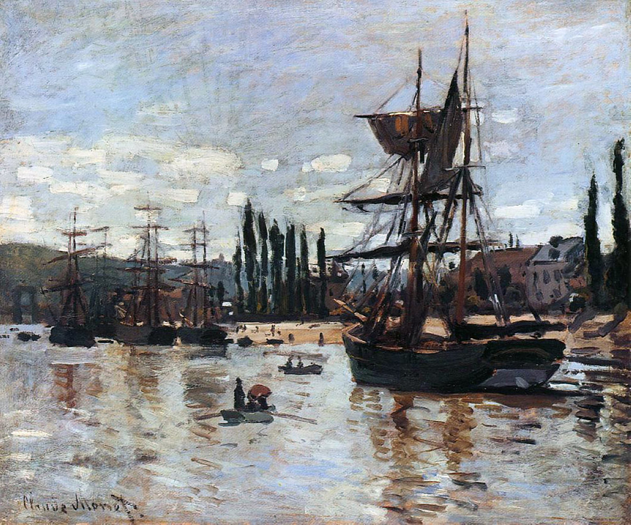 Boats at Rouen (1872) - Claude Monet Tablo