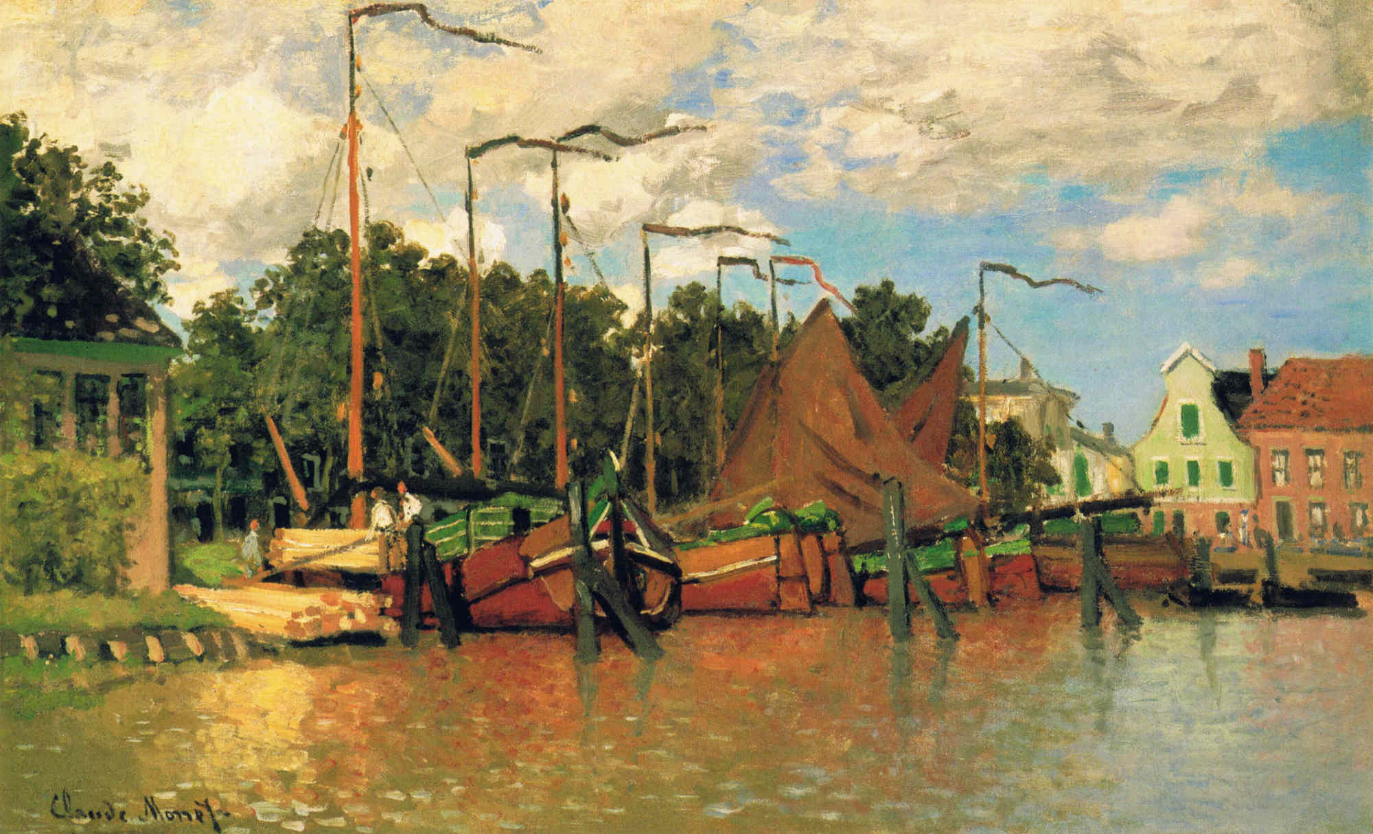 Boats at Zaandam (1871) - Claude Monet Tablo