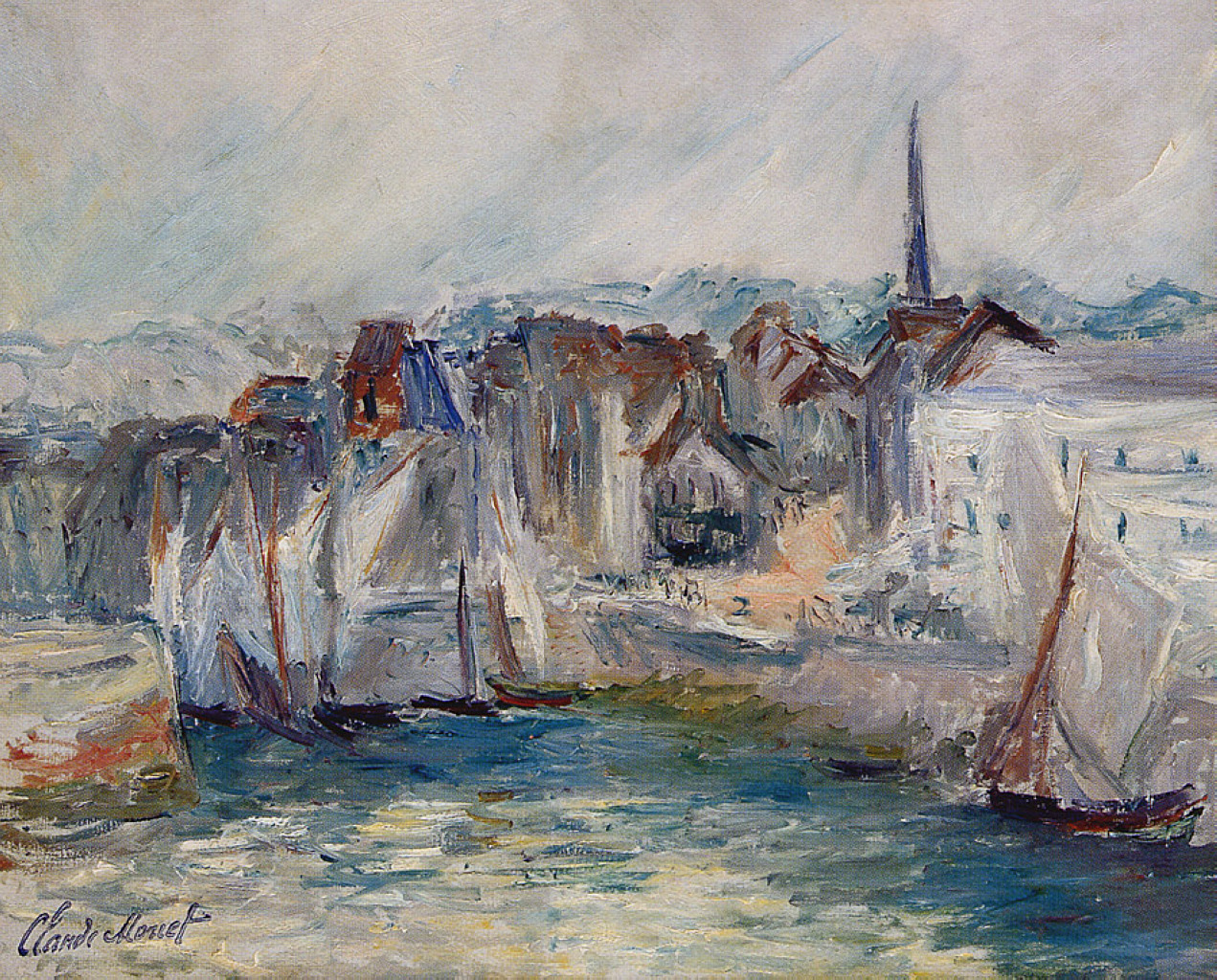 Boats in the Port of Honfleur (1917) - Claude Monet Tablo
