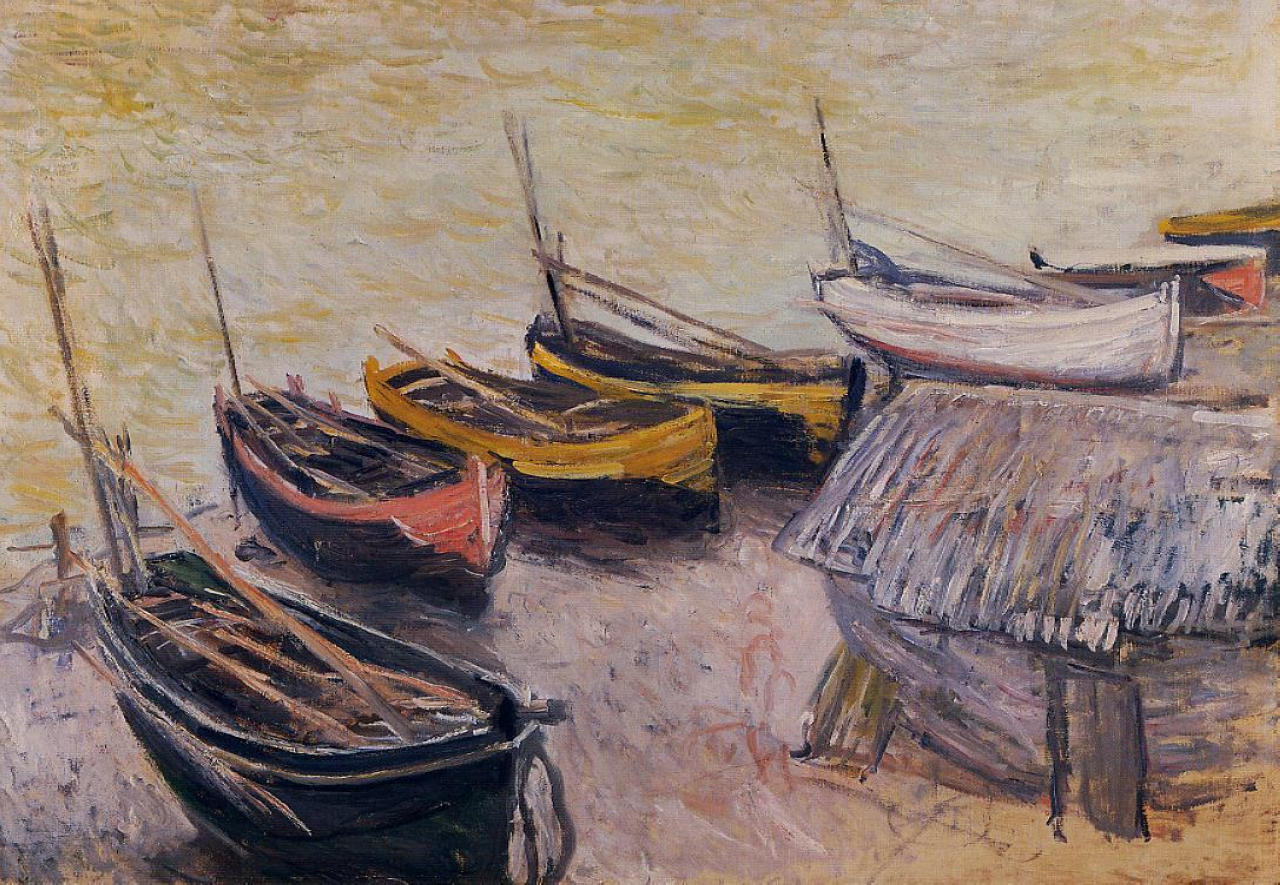 Boats on the Beach (1883) - Claude Monet Tablo