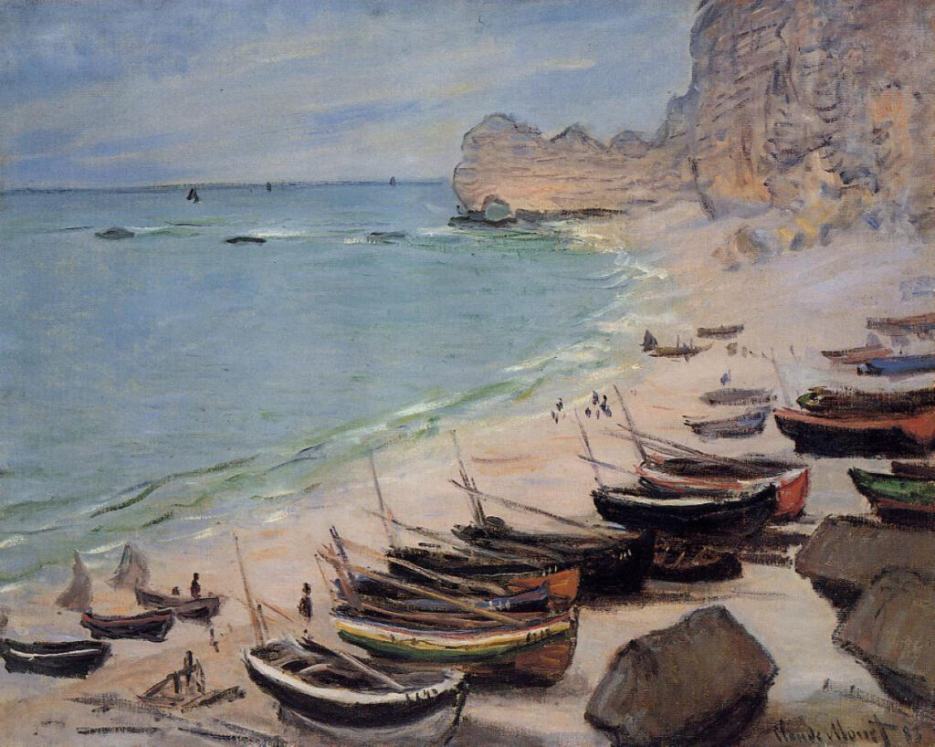 Boats on the Beach at Etretat (1883) - Claude Monet Tablo