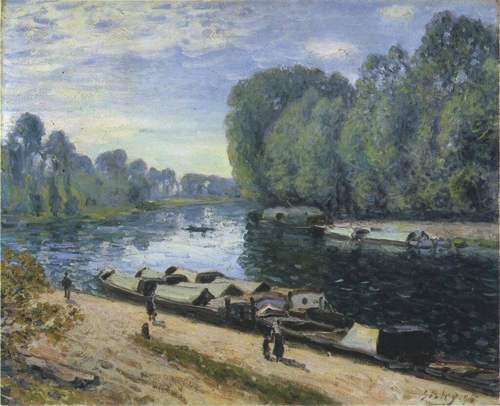 Boats on the Loing River (1895) – Alfred Sisley Tablo