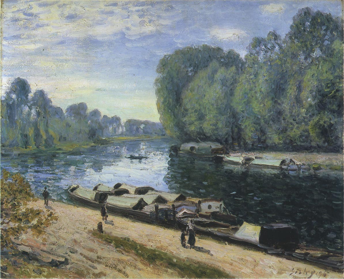 Boats on the Loing River (1895) - Alfred Sisley Tablo