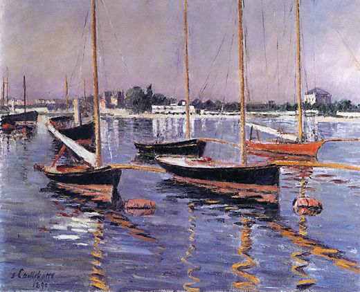 Boats on the Seine at Argenteuil (1890) - Gustave Caillebotte Tablo