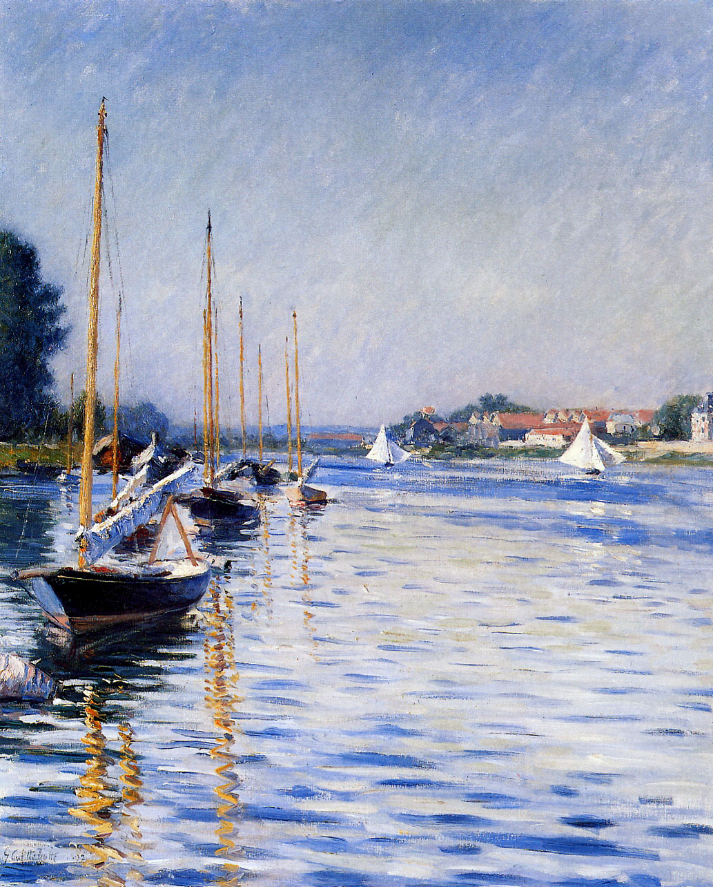 Boats on the Seine at Argenteuil (1892) - Gustave Caillebotte Tablo