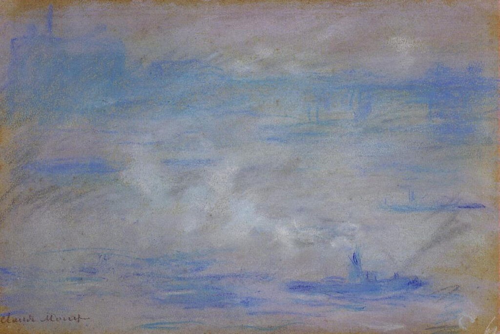 Boats on the Thames, Fog Effect (1901) - Claude Monet Tablo