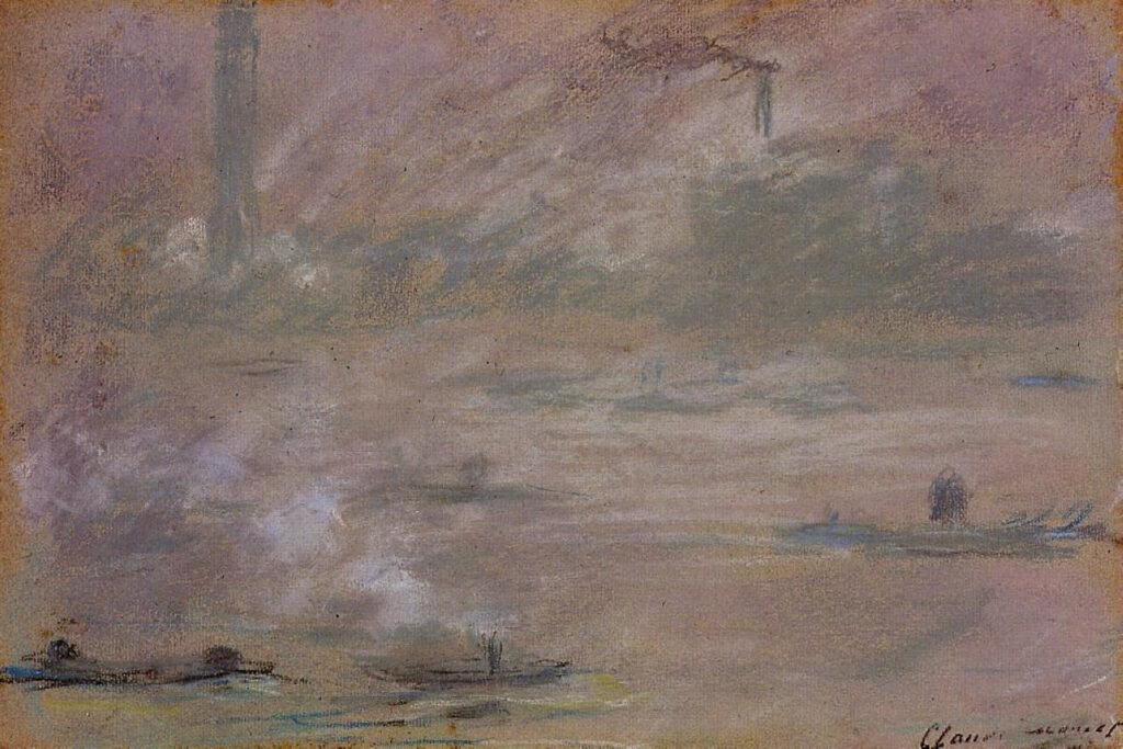 Boats on the Thames, London (1901) - Claude Monet Tablo