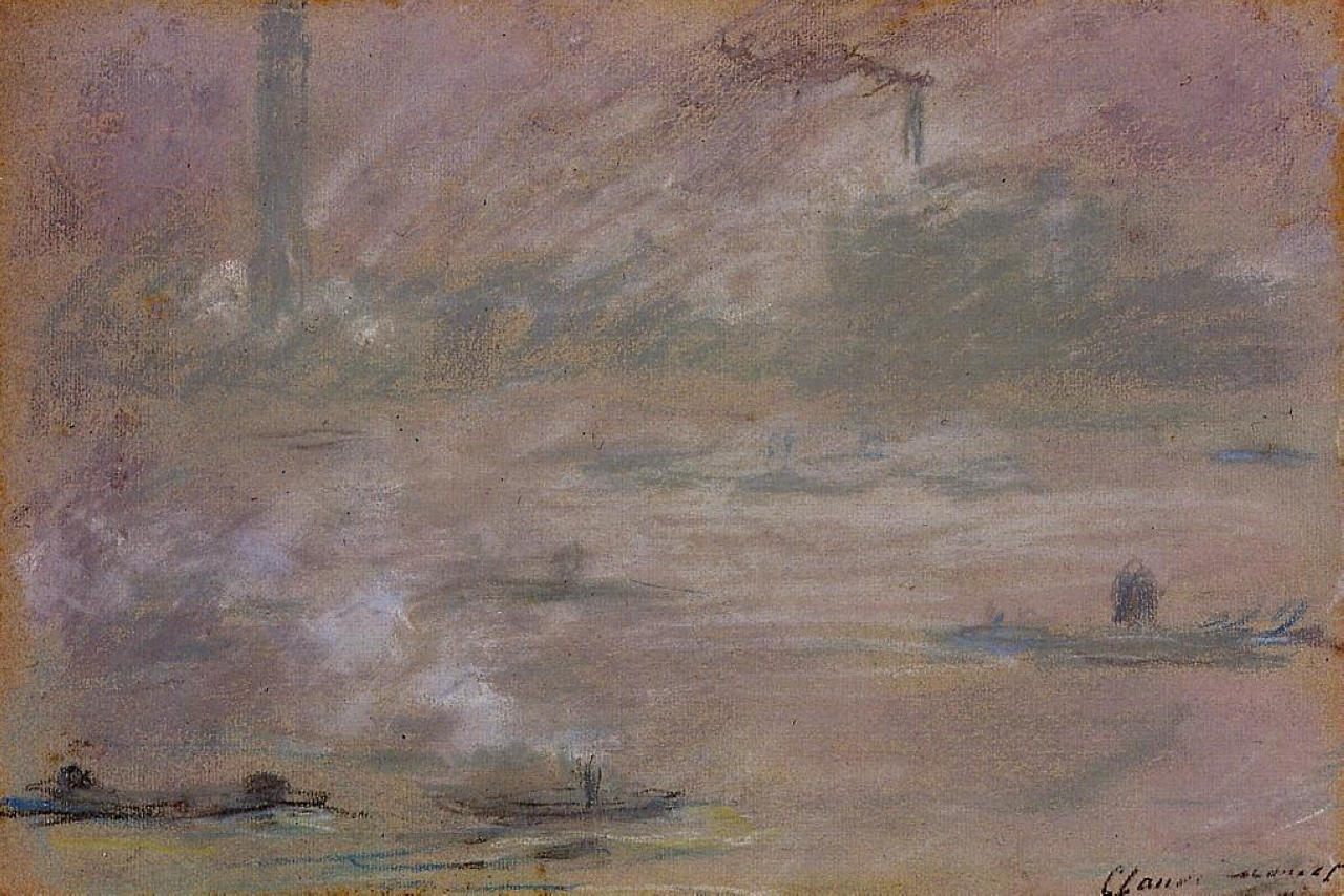 Boats on the Thames, London (1901) - Claude Monet Tablo
