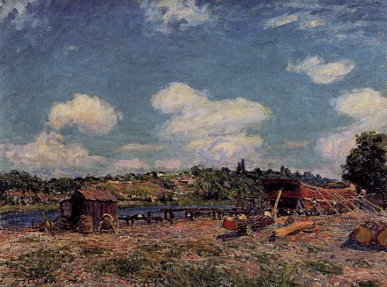 Boatyard at Saint Mammes (1885) - Alfred Sisley Tablo