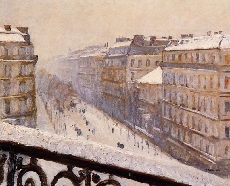 Boulevard Haussmann in the Snow (1879) - Gustave Caillebotte Tablo