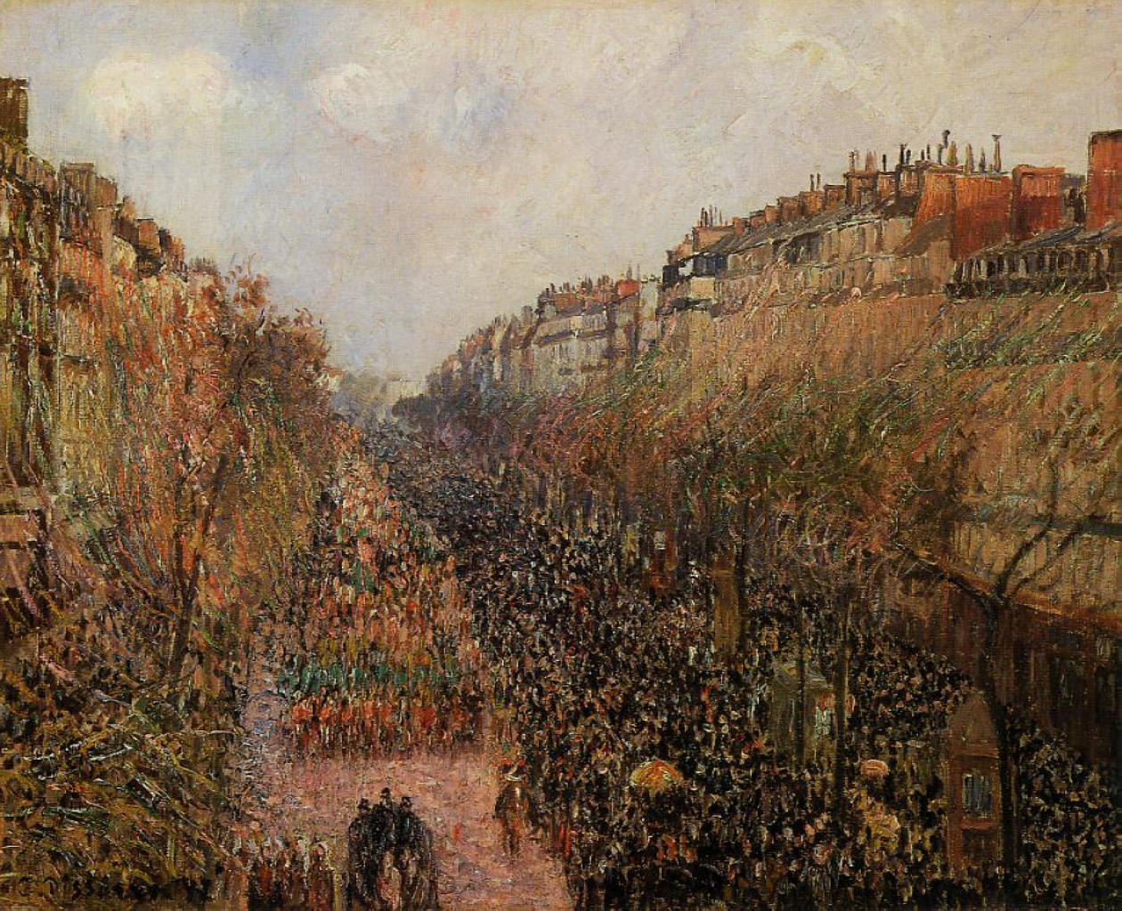 Boulevard Montmartre Mardi Gras (1897) - Camille Pissarro Tablo