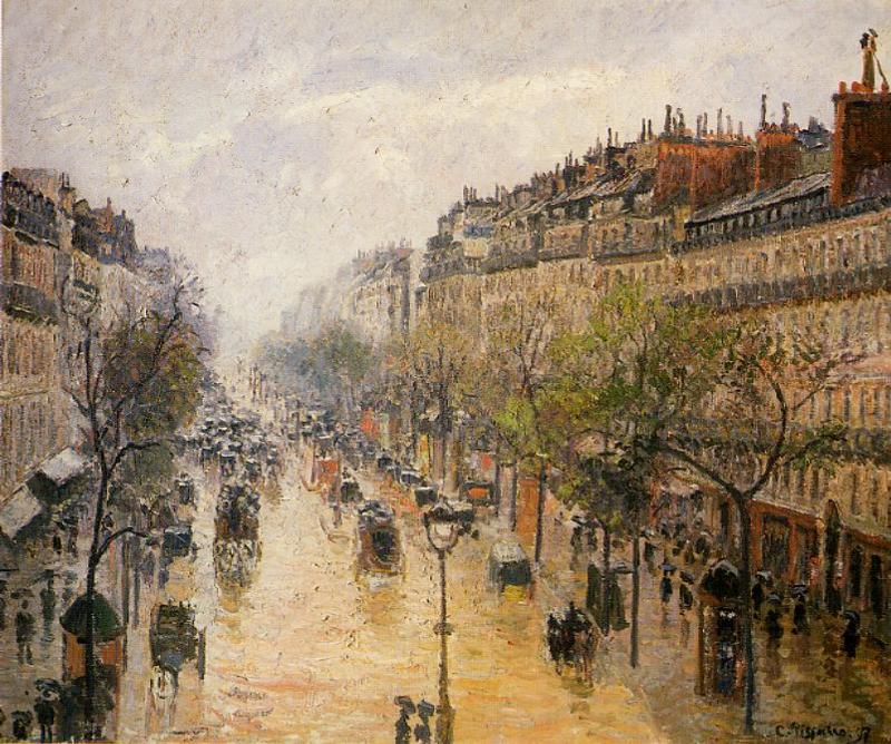 Boulevard Montmartre, Spring Rain (1897) - Camille Pissarro Tablo