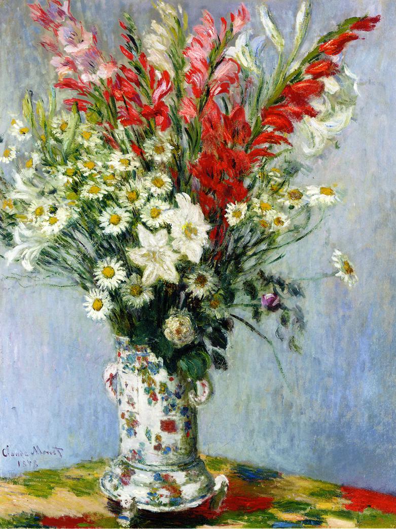 Bouquet of Gadiolas, Lilies and Dasies (1878) - Claude Monet Tablo