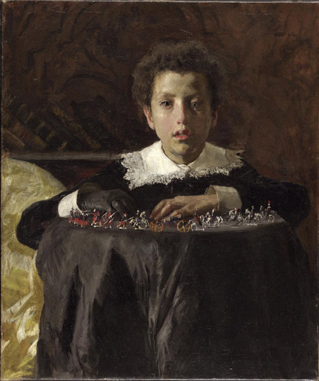 Boy with Toy Soldiers (1876) - Antonio Mancini Tablo