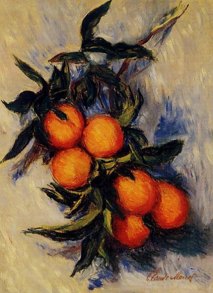 Branch of Orange Bearing Fruit (1884) - Claude Monet Tablo