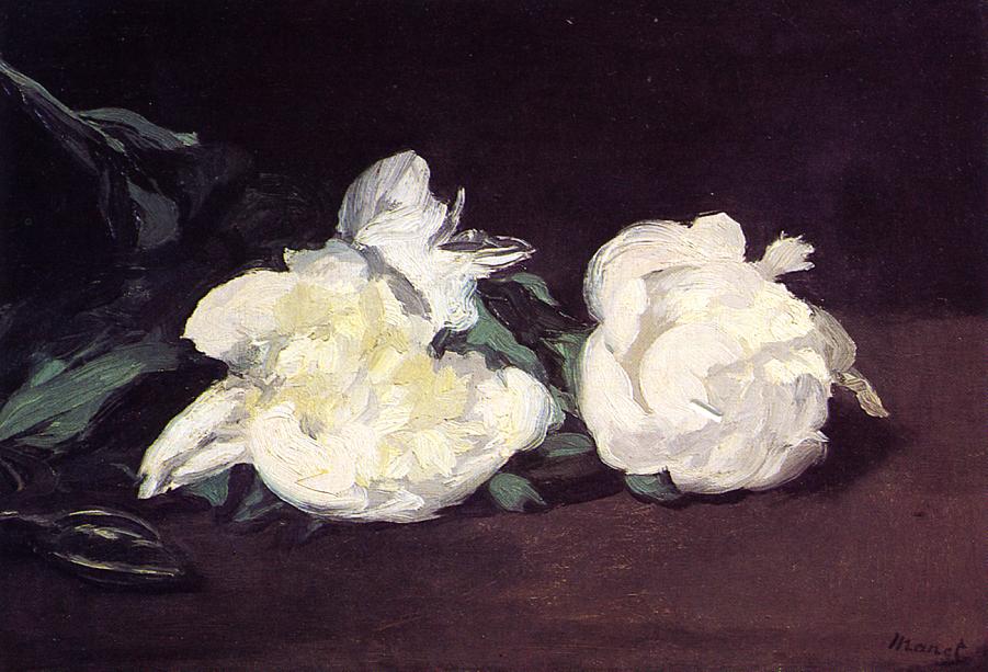 Branch of White Peonies and Secateurs (1864) - Edouard Manet Tablo